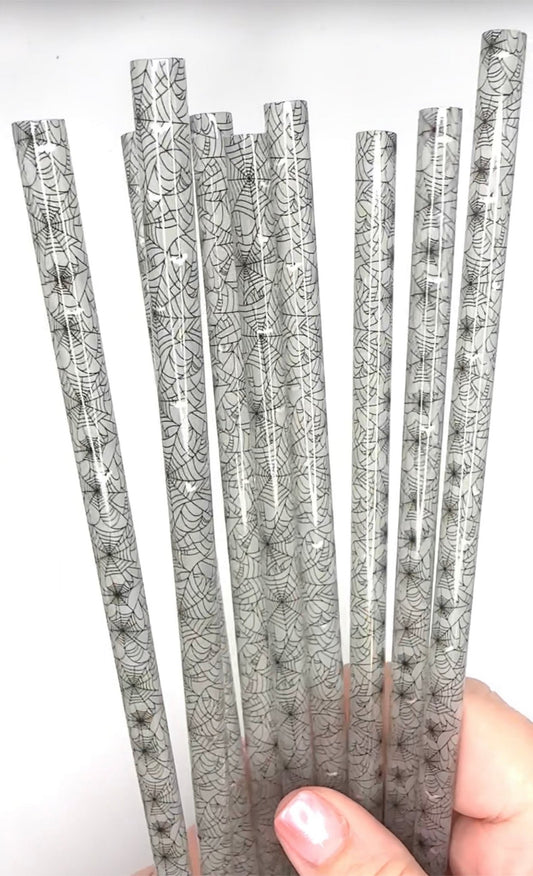 12" Spider Webs Reusable Plastic Straws (Color Changing) - Print Paper and Co