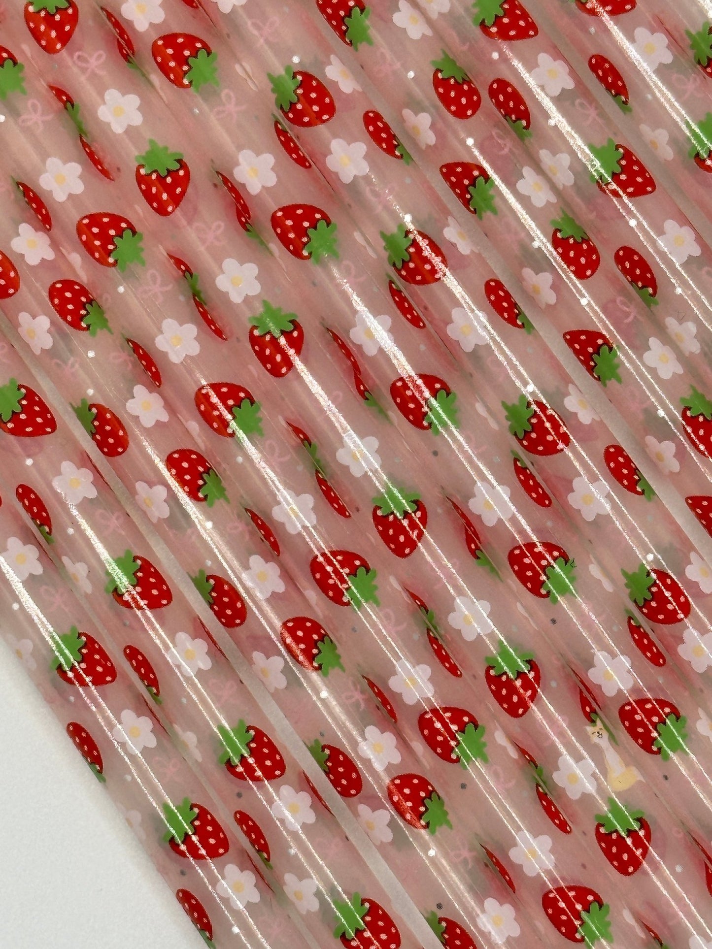 12" Strawberry Coquette Reusable Plastic Straws (Colour Changing) - Print Paper and Co