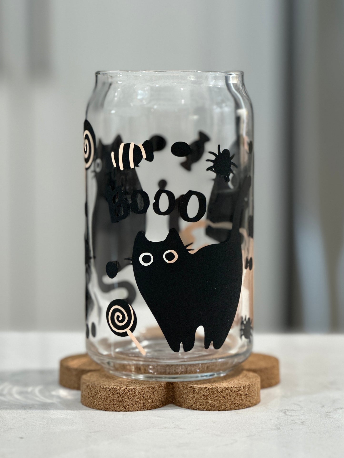 16oz Libbey Glass - Kitty Cats and Pumpkins