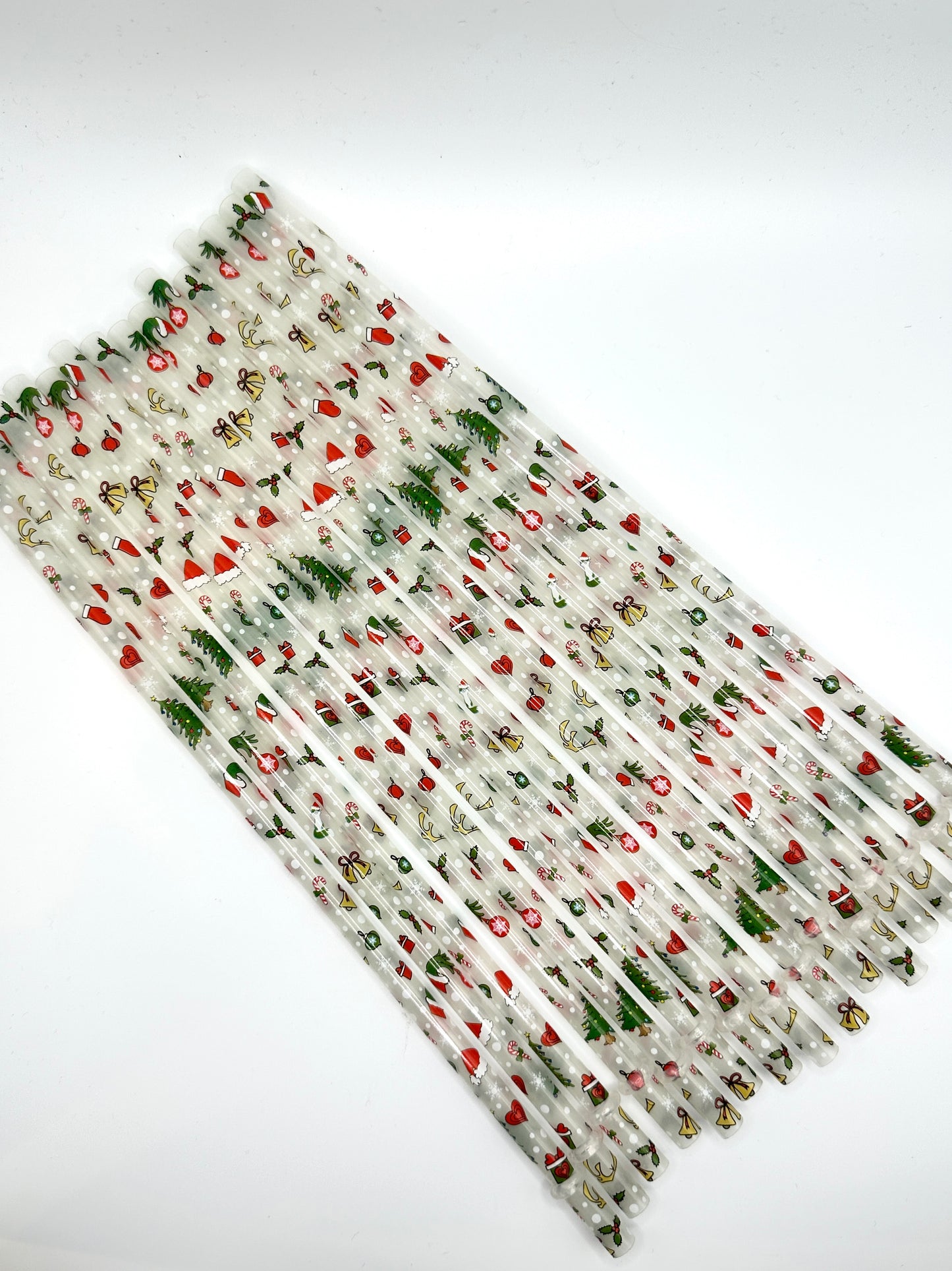 10" Christmas Reusable Plastic Straws (Colour Changing Clear to Green)