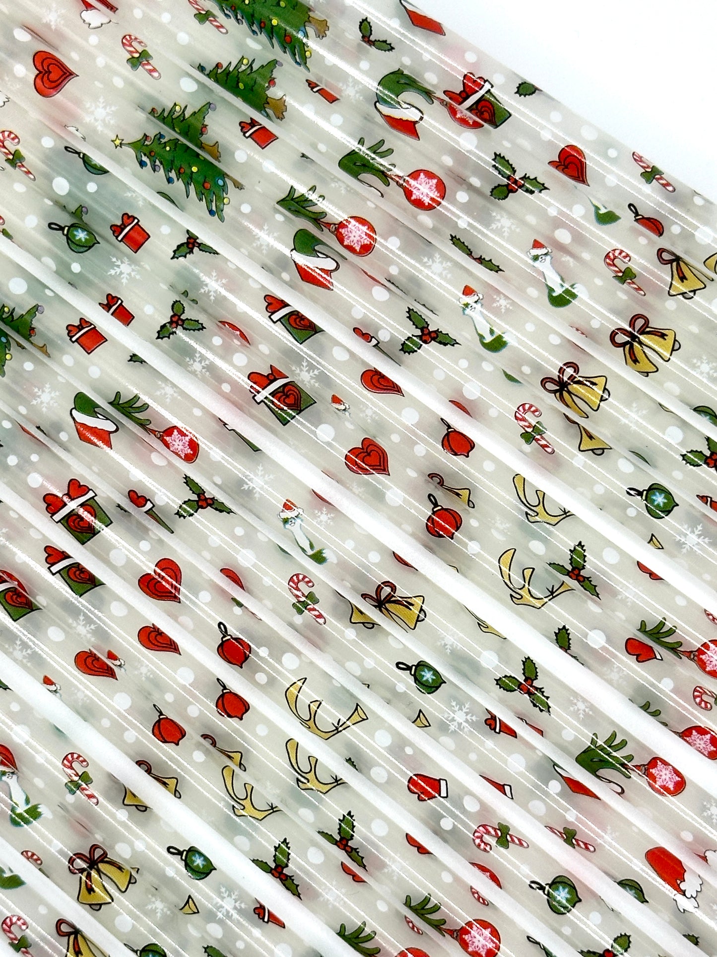 10" Christmas Reusable Plastic Straws (Colour Changing Clear to Green)