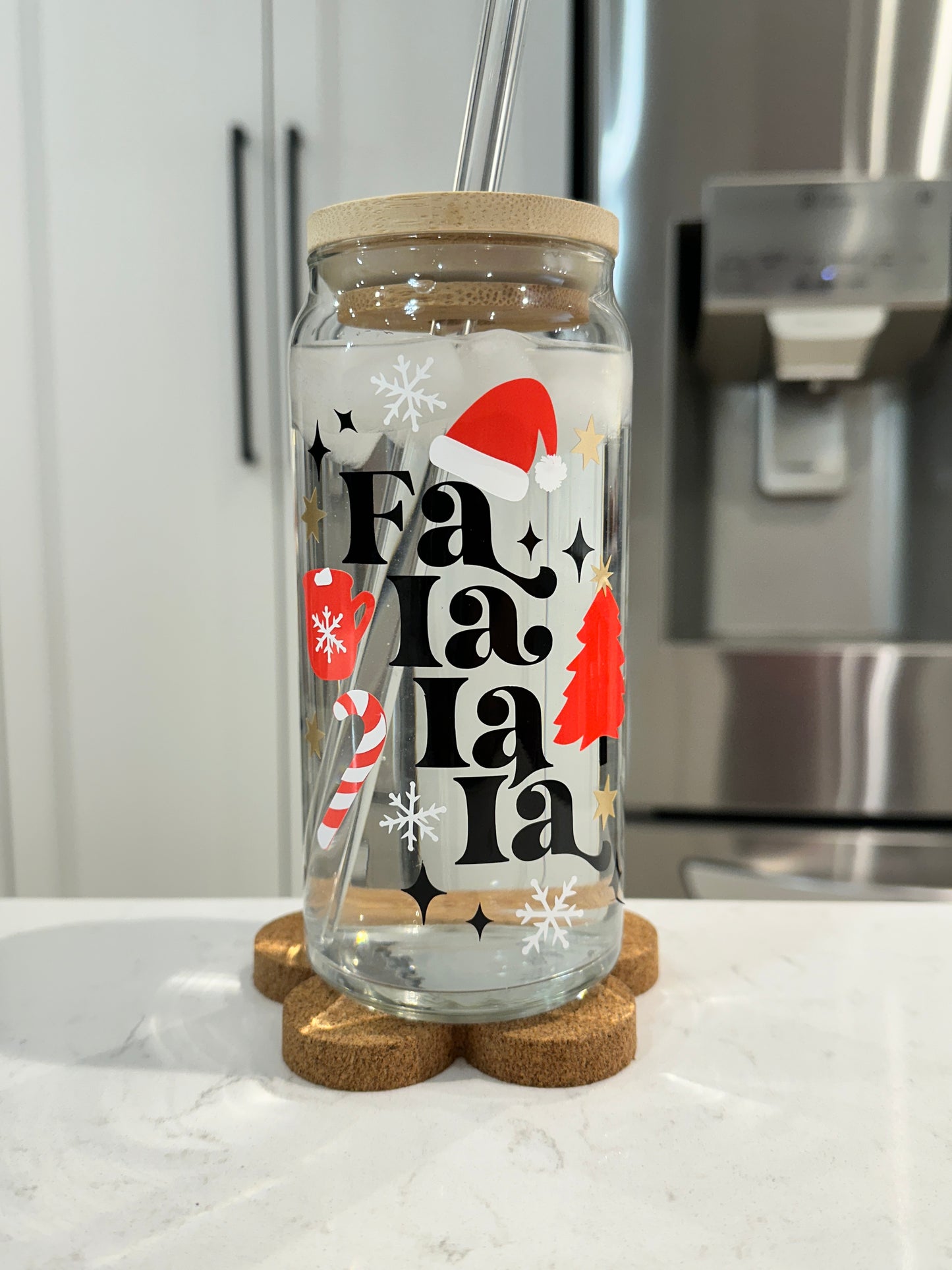 20oz Libbey Can Glass - Fa la la la (Cold Colour Changing)