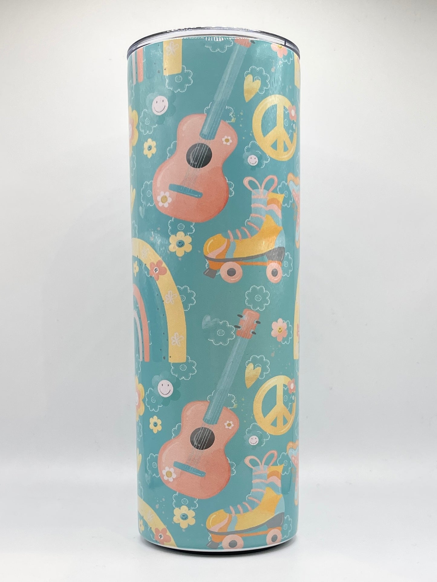 20oz Tumbler - Boho Rainbows and Guitars