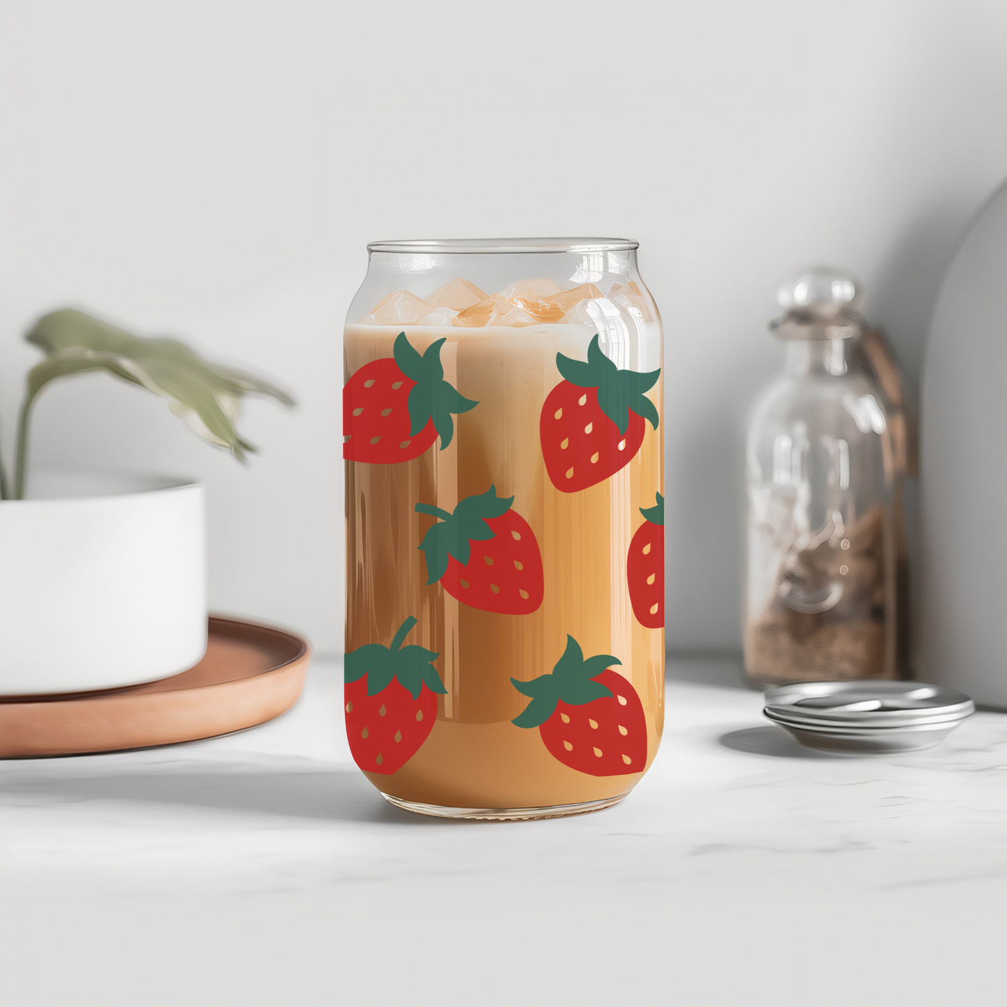 16oz Dishwasher Safe Strawberries Libbey Can Glass