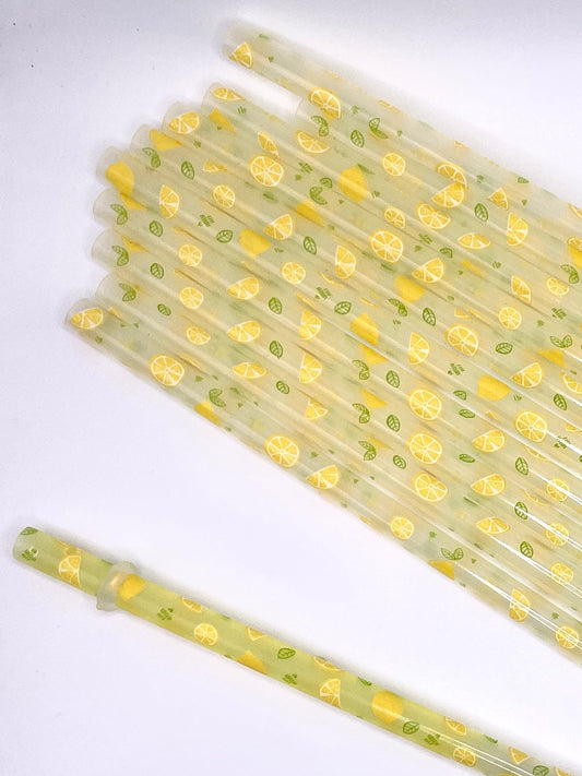 10" Lemons Reusable Plastic Straws (Colour Changing) - Print Paper and Co