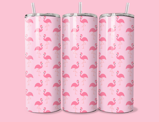20oz Tumbler - Pink Flamingos