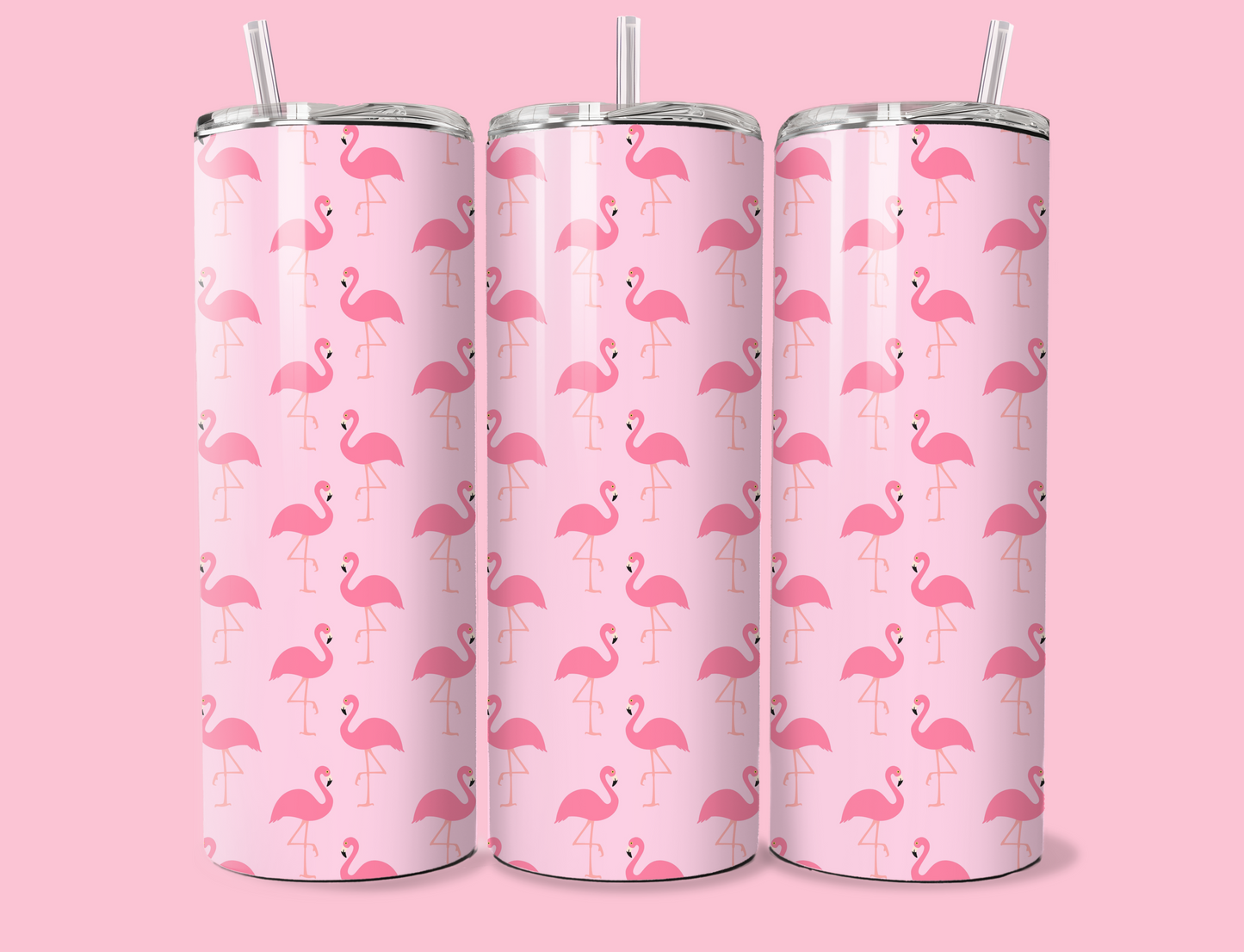 20oz Tumbler - Pink Flamingos