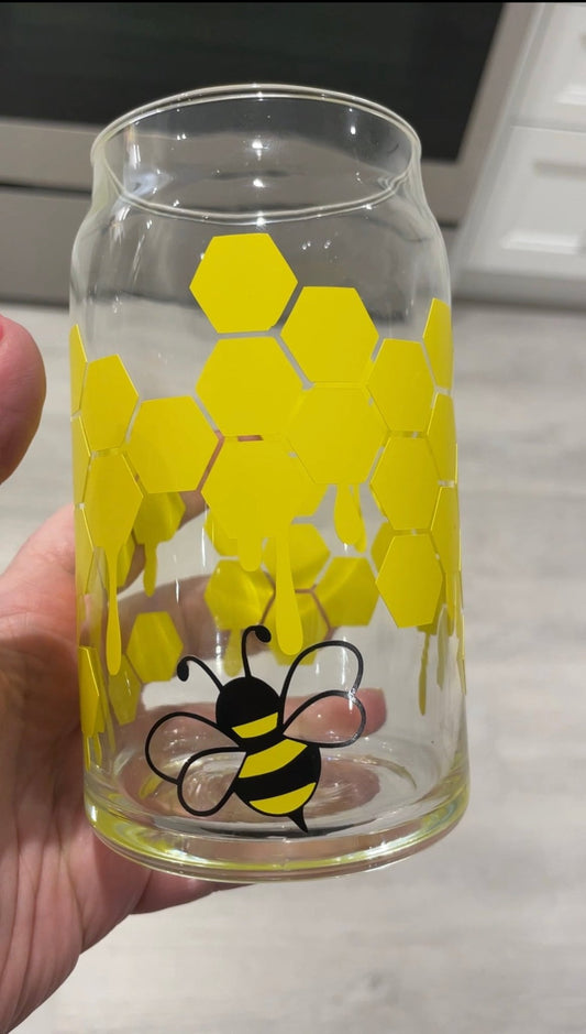 16oz Busy Bee Glass Can - Print Paper and Co