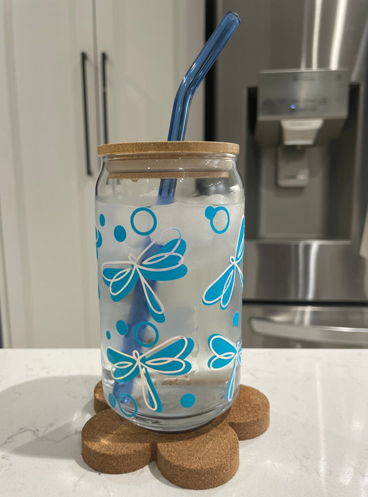 16oz Can Glass - Colour Changing Dragonflies - Print Paper and Co