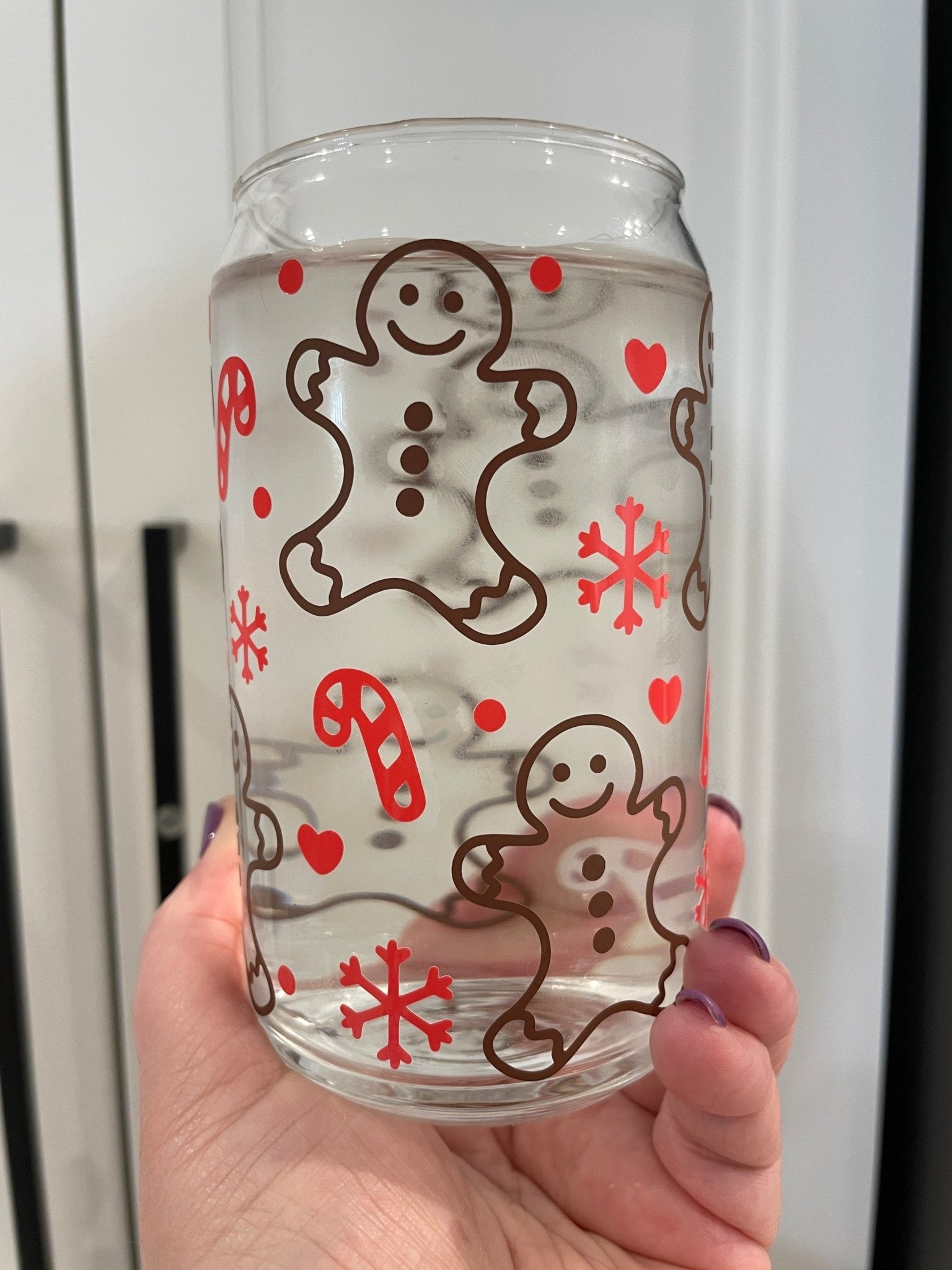 16oz Can Glass - Gingerbread and Candy Canes (Colour Changing) - Print Paper and Co