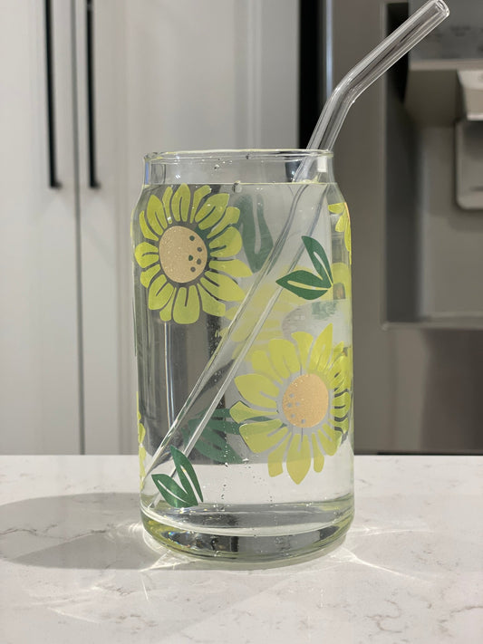 16oz Colour Changing Sunflowers Can Glass - Print Paper and Co