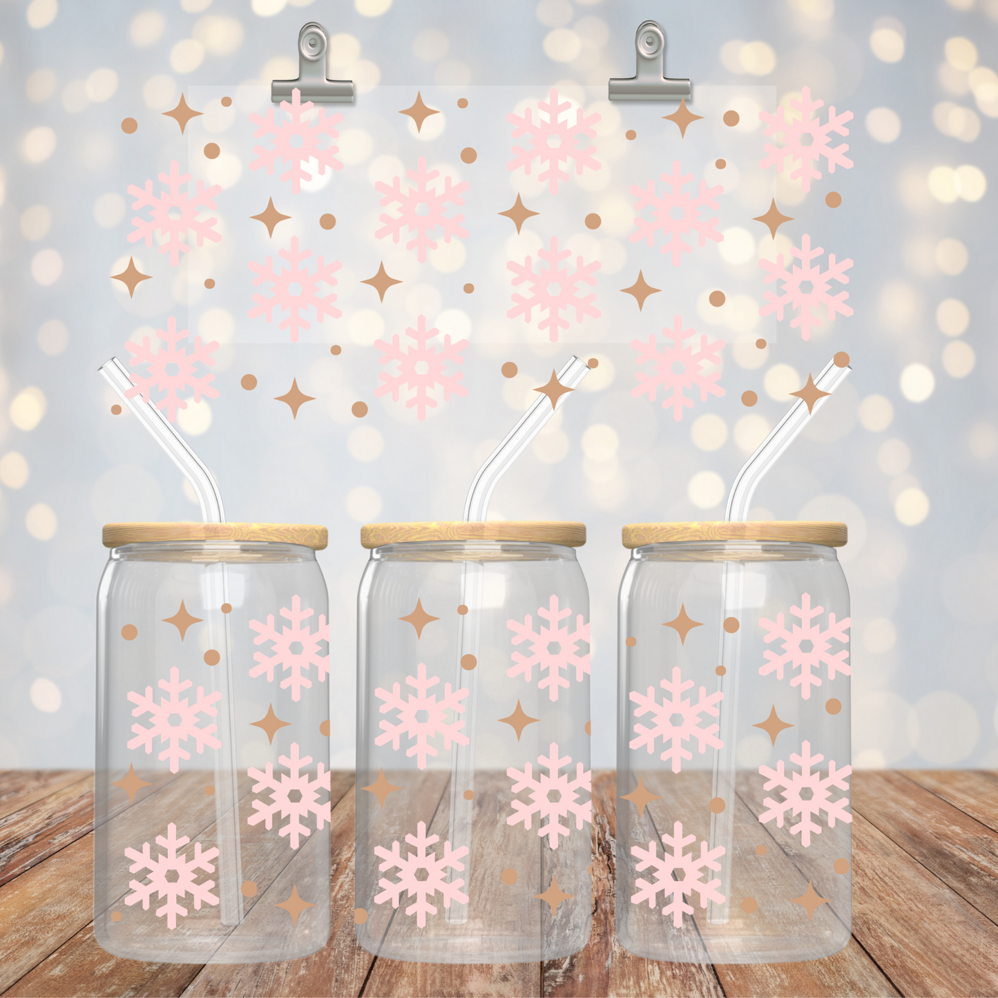 16oz Can Glass - Holiday Snowflakes (Colour Changing)