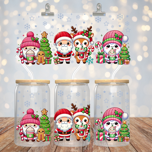 16oz Can Glass - Cutie Christmas