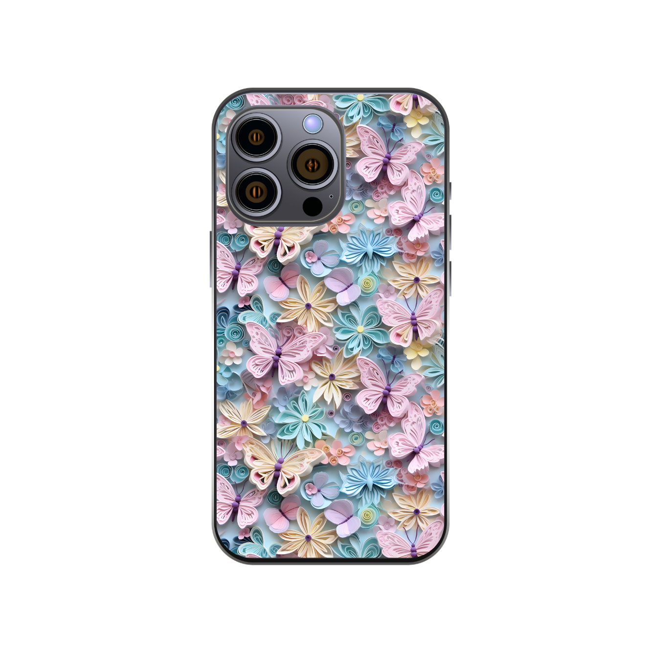3D Butterflies and Flowers Phone Case