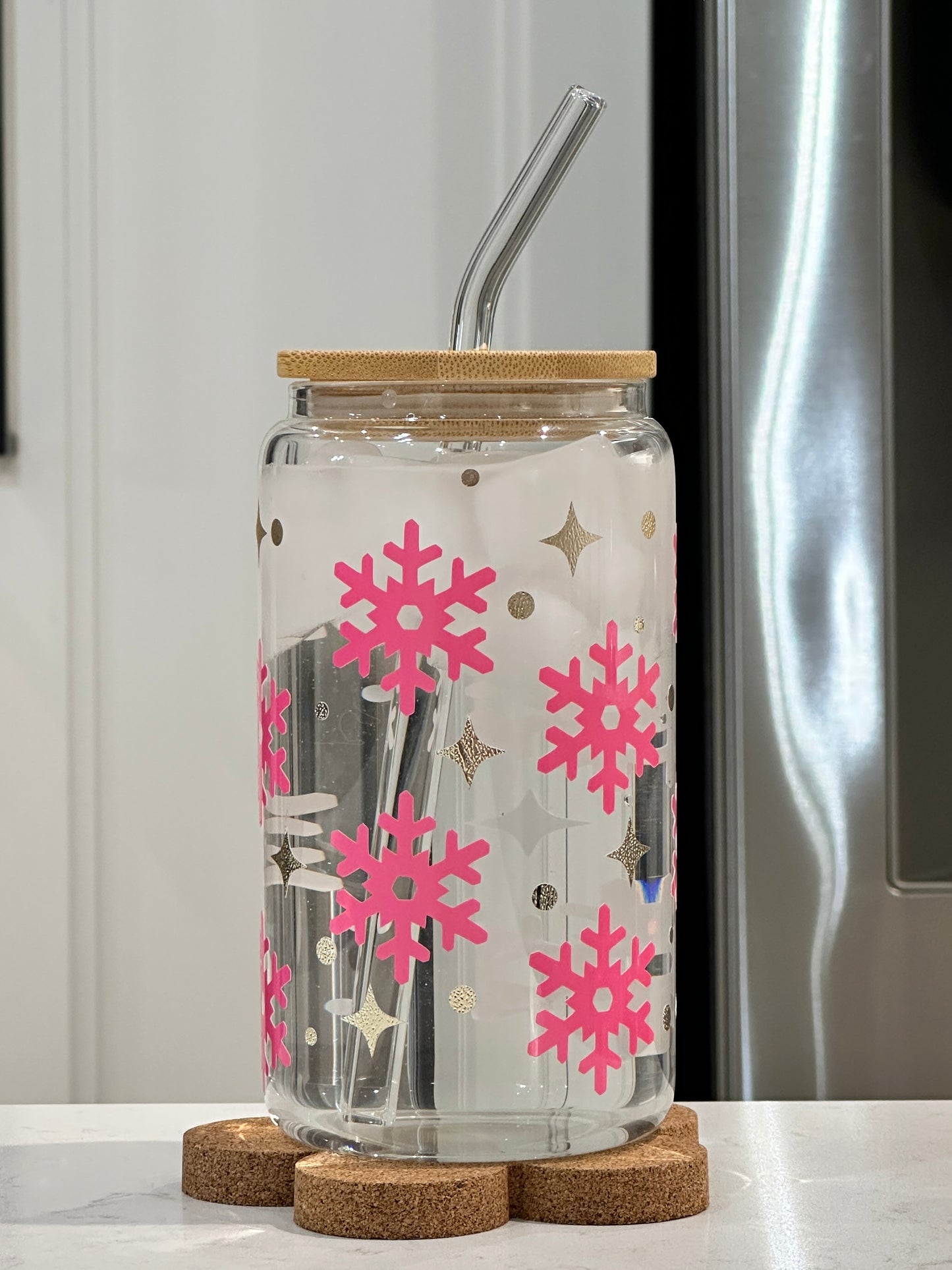 16oz Can Glass - Holiday Snowflakes (Colour Changing)