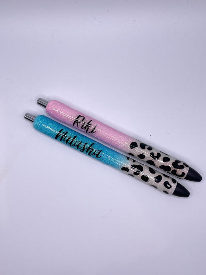 Personalized Ombre Leopard Glitter Pen