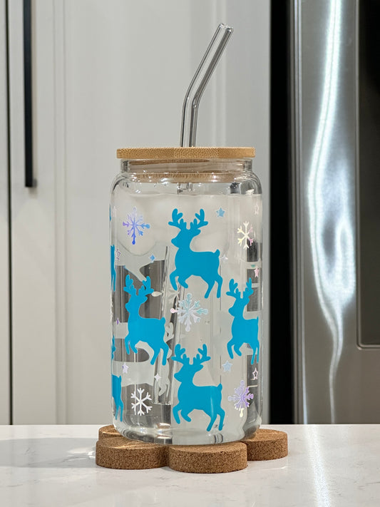 16oz Can Glass - Holiday Reindeer (Colour Changing)