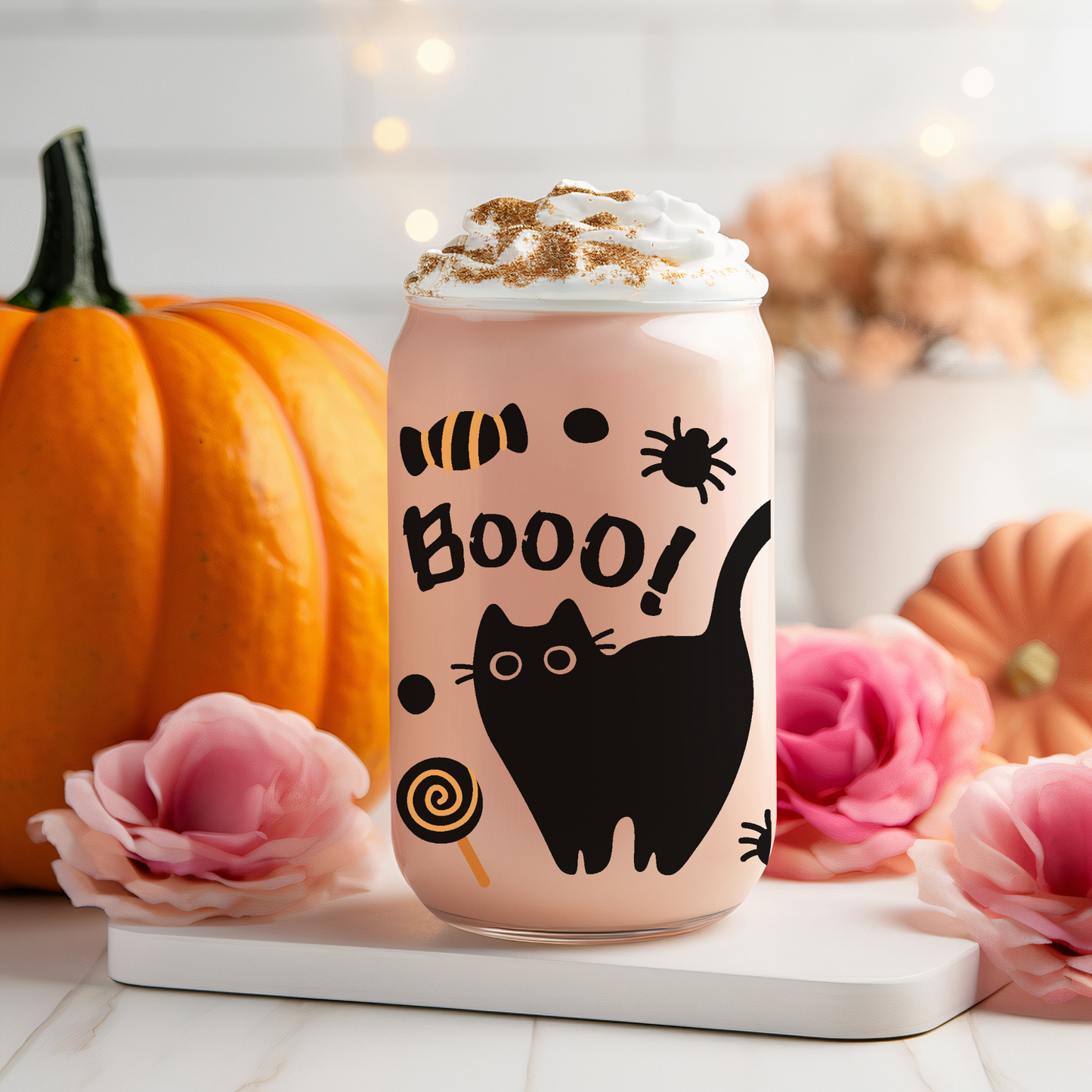16oz Libbey Glass - Kitty Cats and Pumpkins