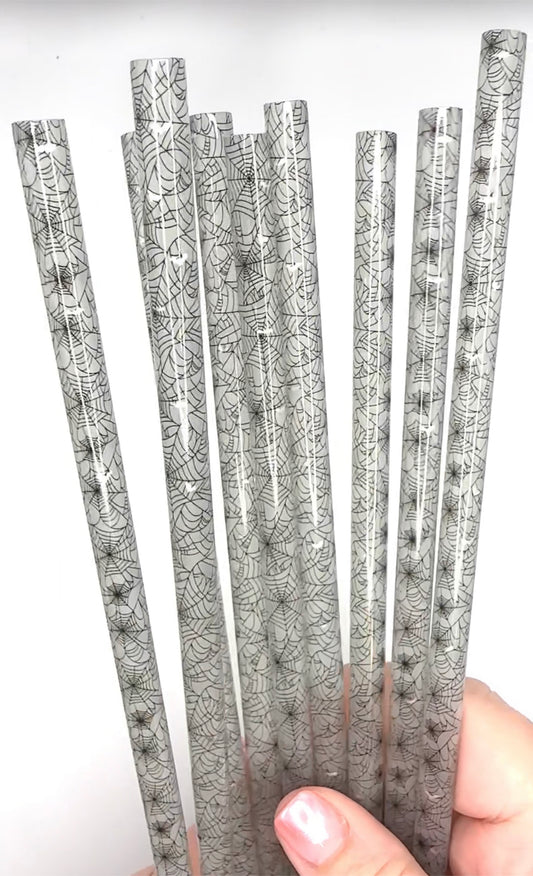 12" Spider Webs Reusable Plastic Straws (Color Changing)