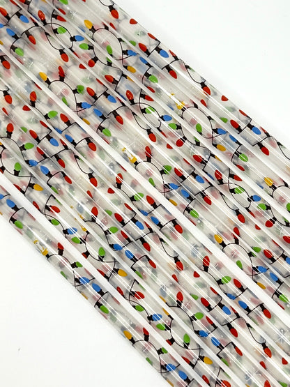 10" Holiday Lights Reusable Plastic Straws