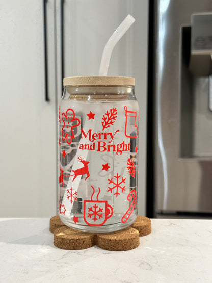16oz Can Glass - Merry and Bright (Cold Colour Changing)