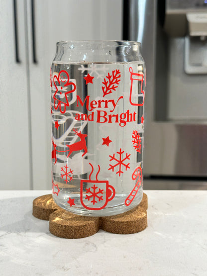 16oz Can Glass - Merry and Bright (Cold Colour Changing)
