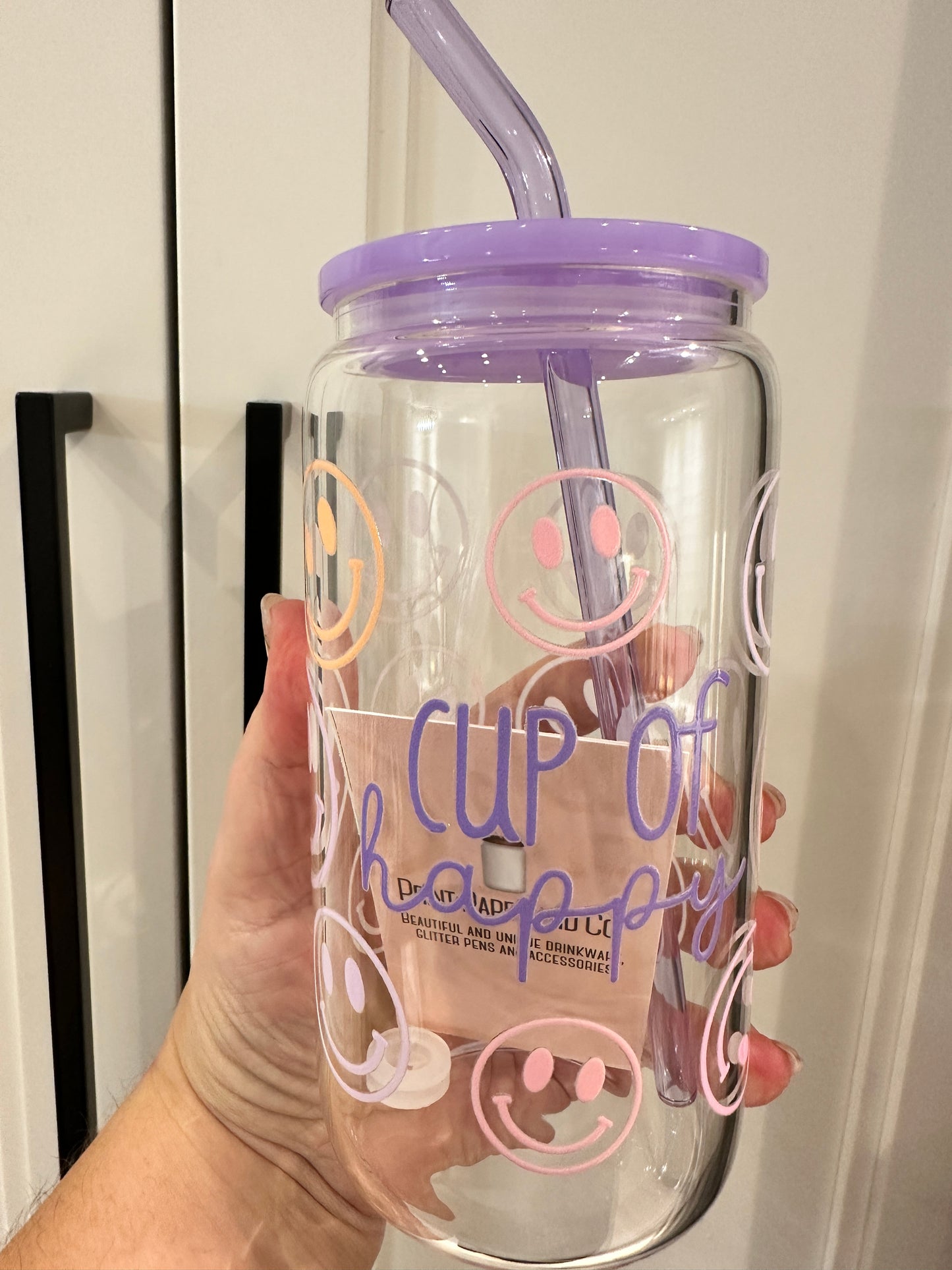16oz UVDTF Can Glasses with Matching Lid and Glass Straw