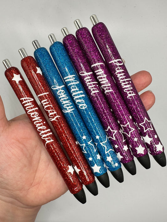 OXYEFEI Personalized Glitter Pens, 11 Pcs Beautiful Sparkle Pens, Fancy  Pens for Women, Bling Dynamic Liquid Sand Pen Office Supplies Gift