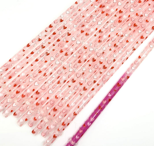 10" Multicolour Heart Reusable Plastic Straws (Color Changing)