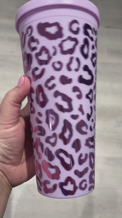22oz Double Walled Insulated  - Chrome Cheetah