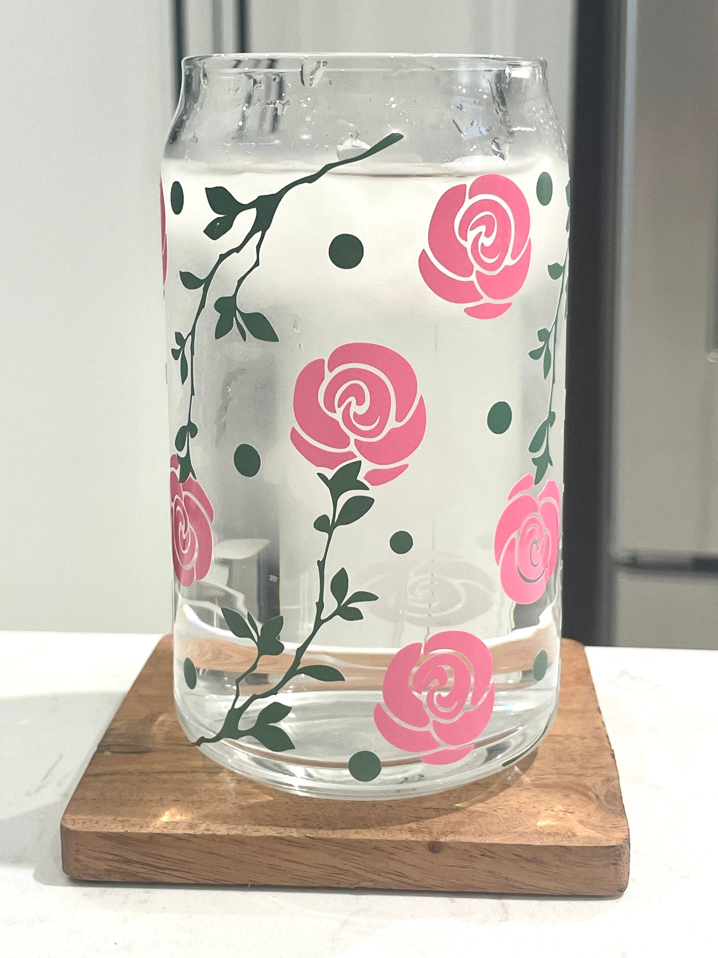16oz Libbey Can Glass - Vine of Roses (Colour Changing)