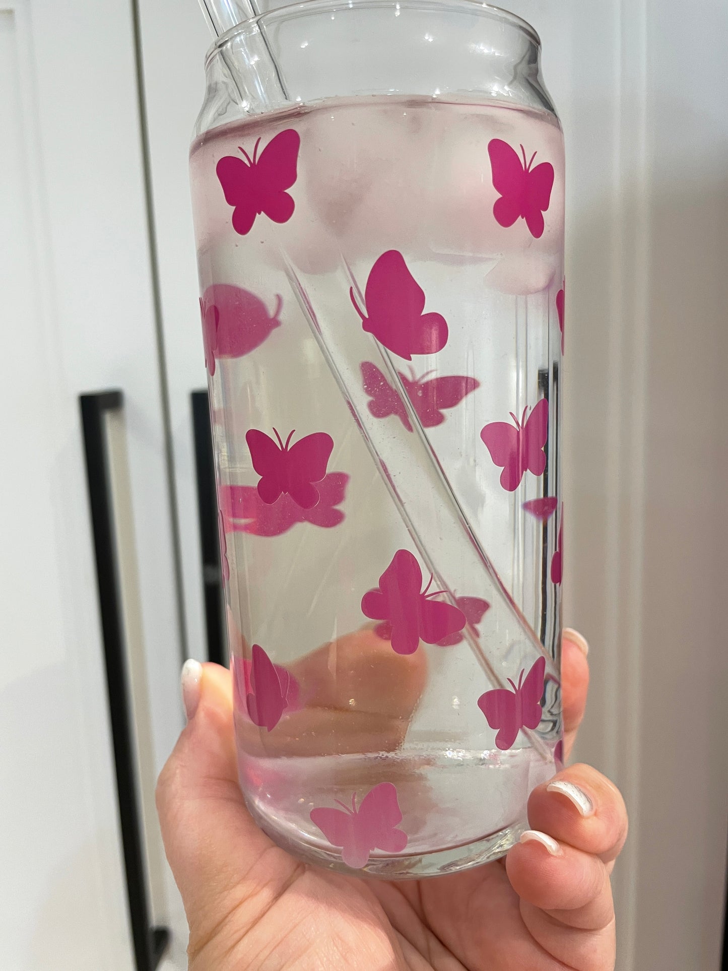 20oz Libbey Glass - Cold Colour Changing Tiny Butterflies