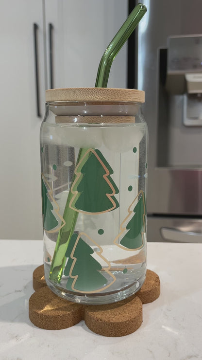 16oz. Can Glass - Christmas Trees (Cold Colour Changing)