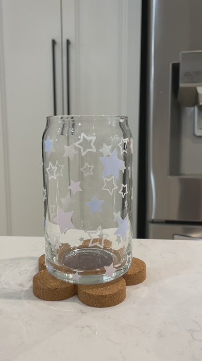 16oz Libbey Glass - Colour Changing Red White and Blue Stars
