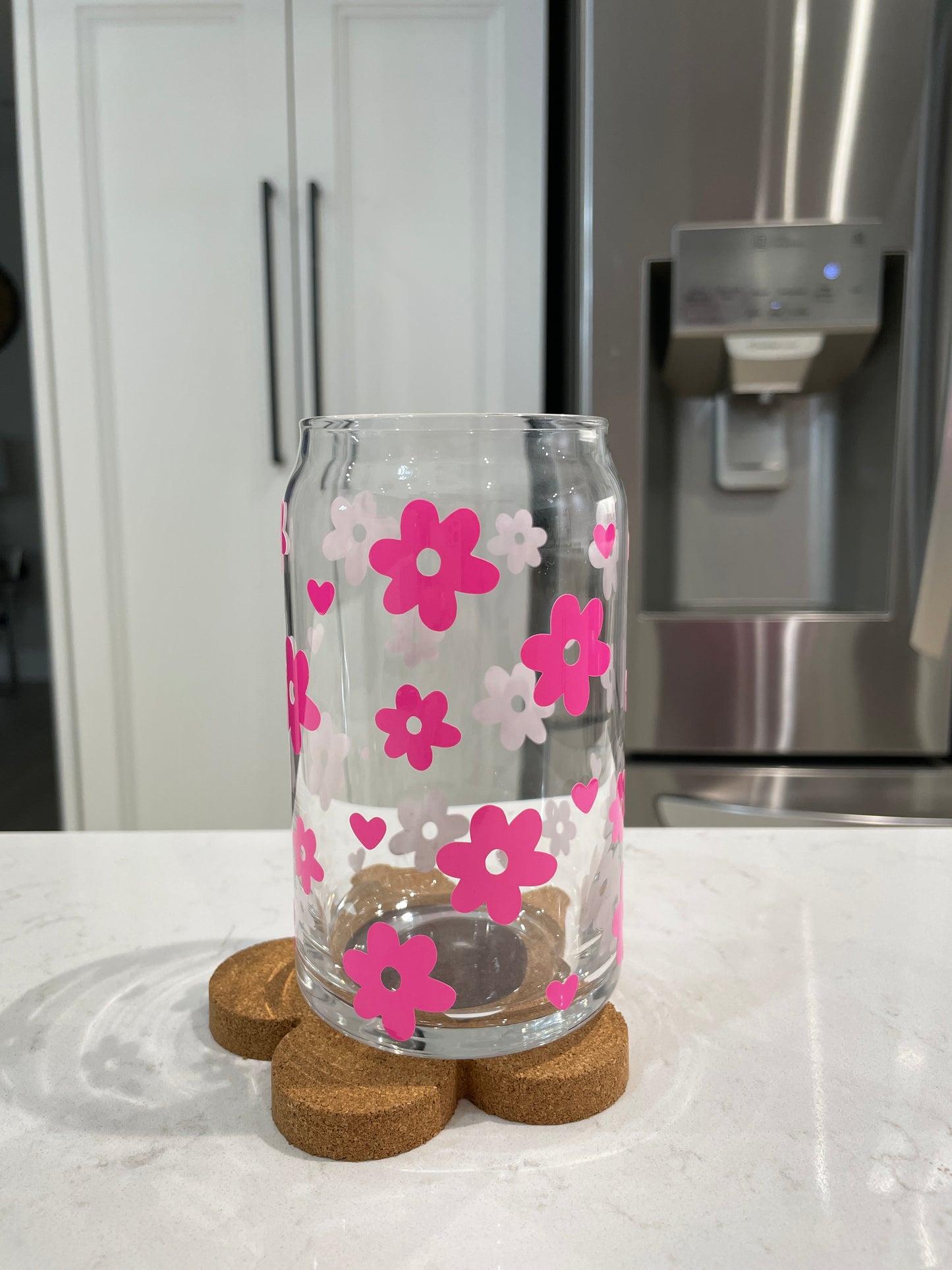 16oz Libbey Glass - Colour Changing Hearts and Flowers