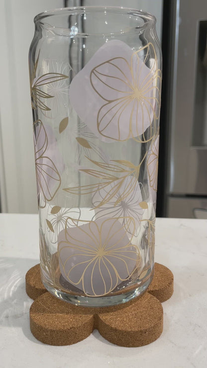 20 oz Libbey Glass - Floral (Colour Changing)