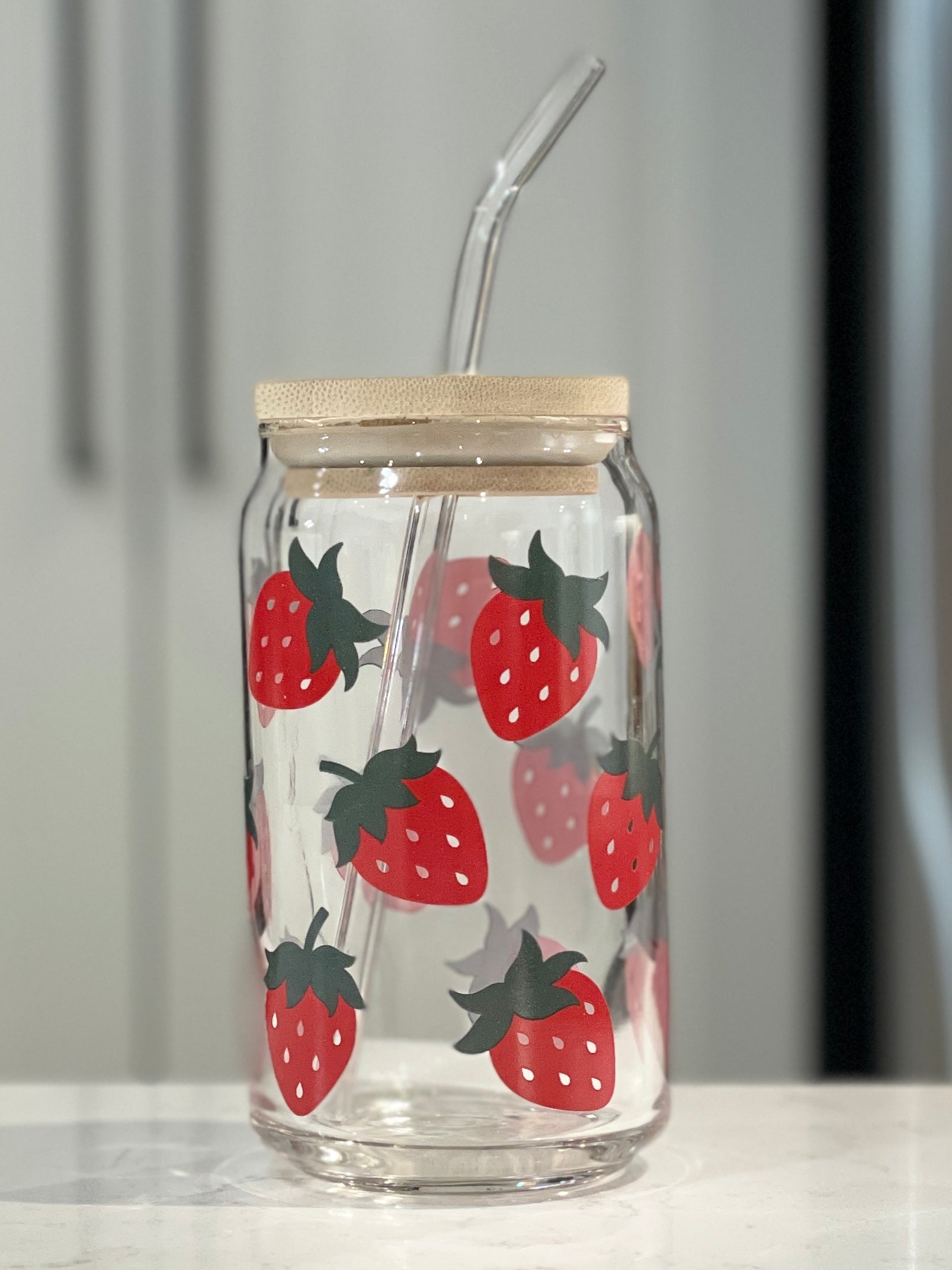 16oz Dishwasher Safe Strawberries Libbey Can Glass – Print Paper and Co