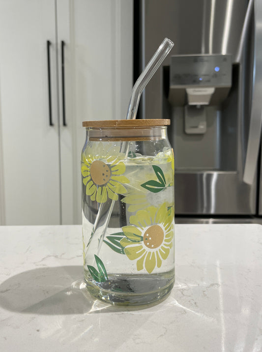16oz Libbey Glass - Colour Changing Sunflowers