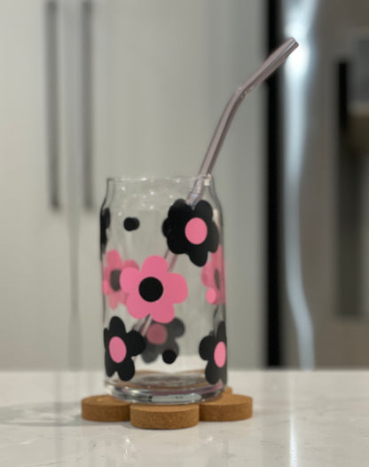 Discontinued - 16oz Libbey Glass - 70's Vibe Floral (Only 3 colours available)