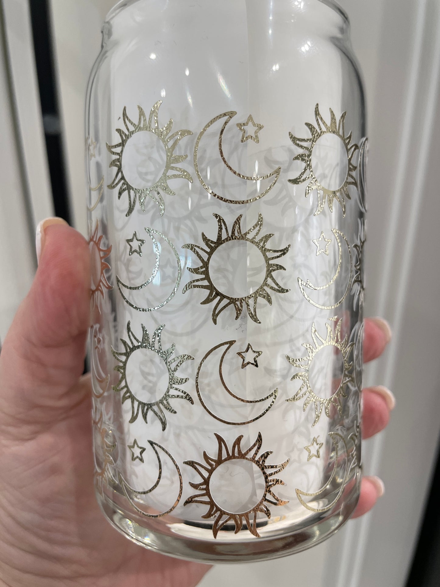 16oz Libbey Glass - Sun, Moon and Stars