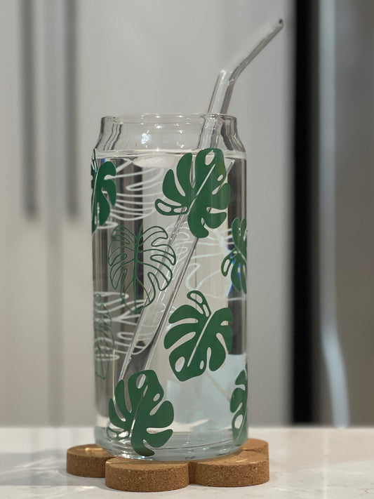 16oz Monstera Glass Can (Colour Changing)