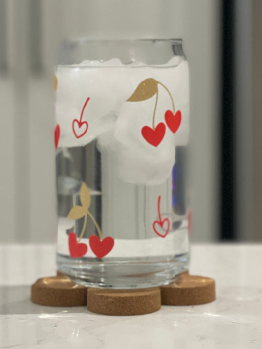 16oz Cherry Hearts Can Glass