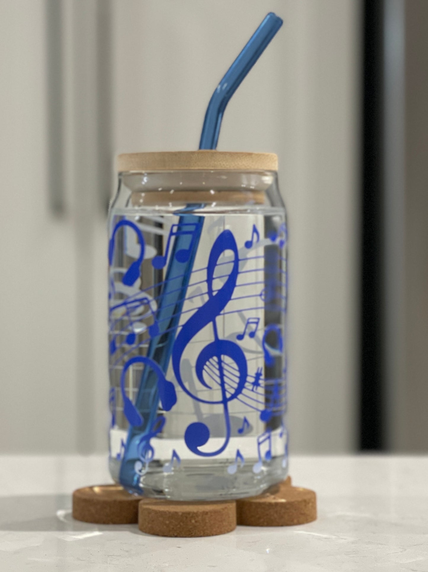 16oz Libbey Can Glass - Musical Notes (colour changing)