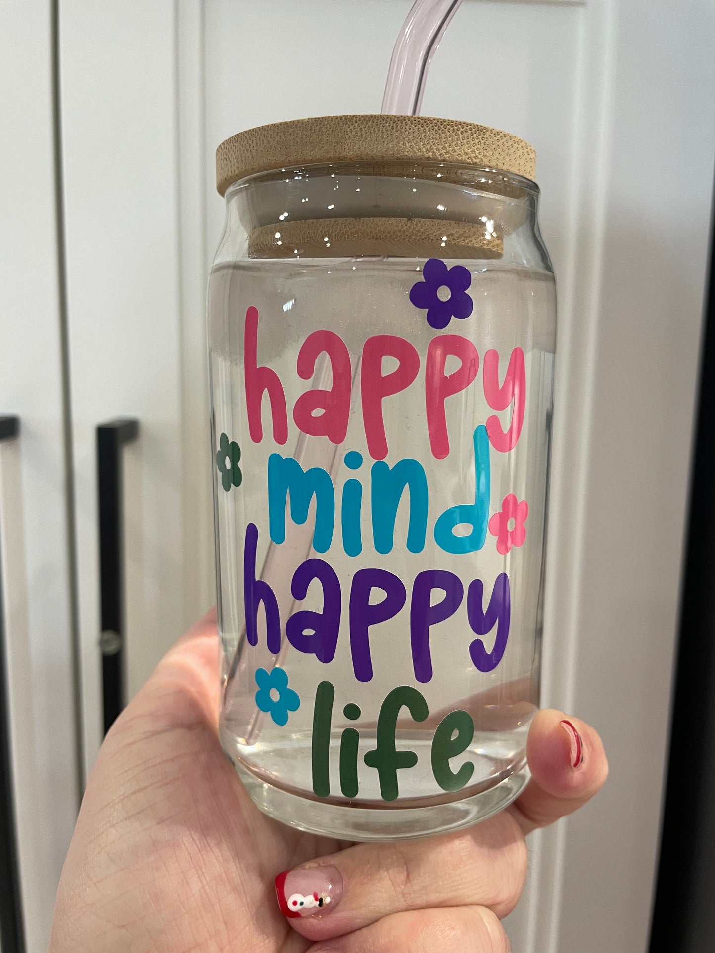 16oz Libbey Can Glass - Happy Mind Happy Life (colour changing)