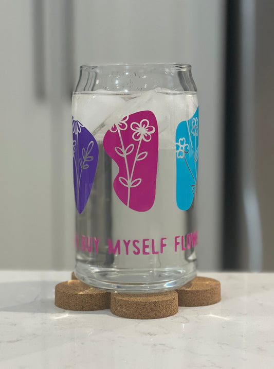 16oz Libbey Can Glass - I Can Buy Myself Flowers(colour changing)
