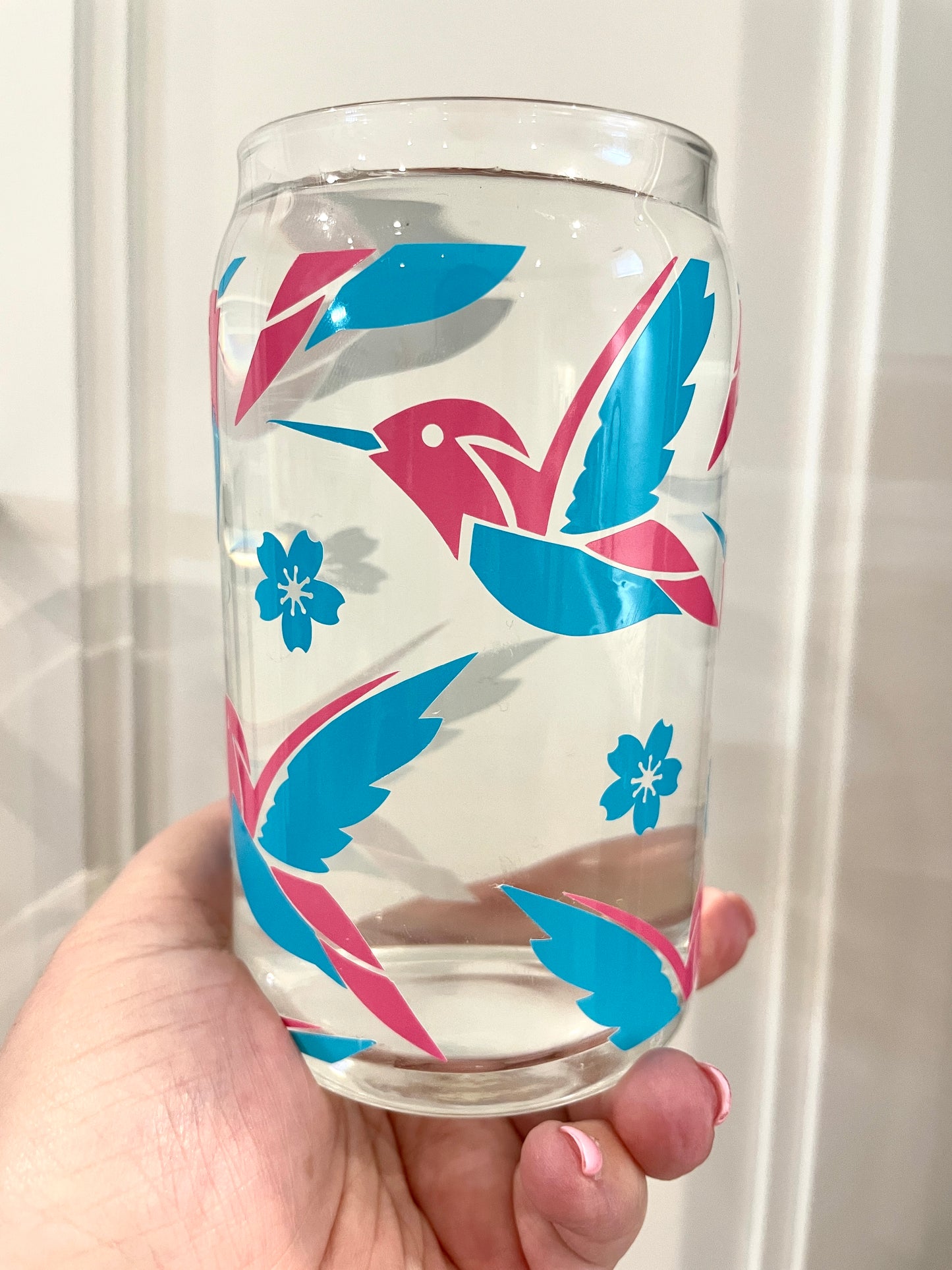 16oz Libbey Can Glass - Hummingbirds (Colour Changing)