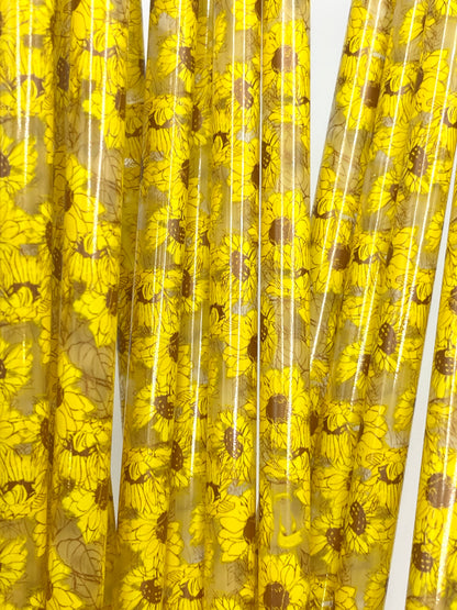 11" Sunflowers Reusable Plastic Straws