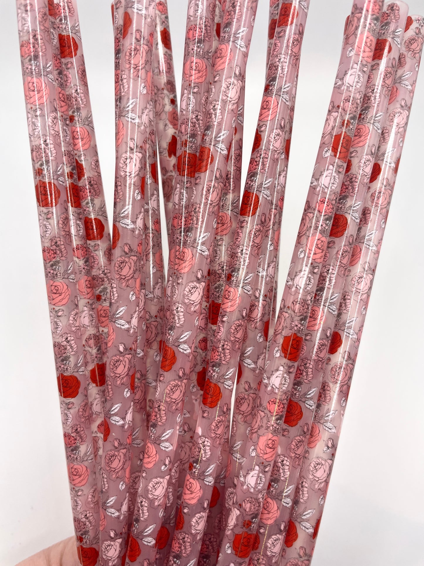 10" Roses Reusable Plastic Straws (Color Changing)