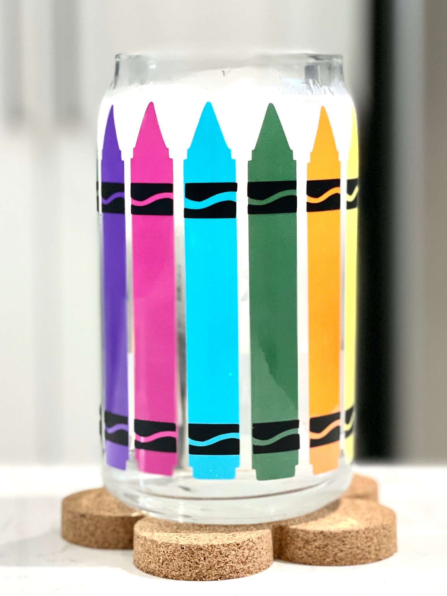 16oz Can Glass - Colour Changing Crayons