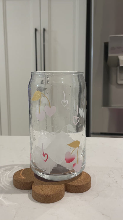 16oz Cherry Hearts Can Glass